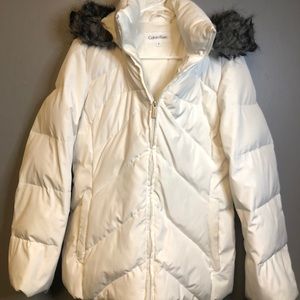 White Calvin Klein Medium Puffer Coat